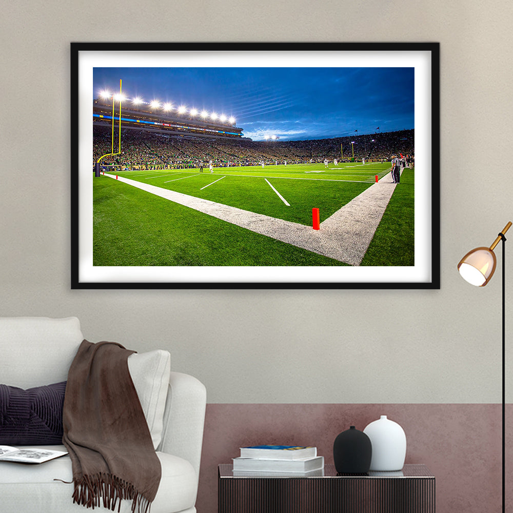 Notredame Stadium, Stadium Canvas, Sport Art, Gift for him, White Border Framed Art Print Wall Decor
