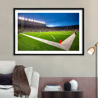 Notredame Stadium, Stadium Canvas, Sport Art, Gift for him, White Border Framed Art Print Wall Decor
