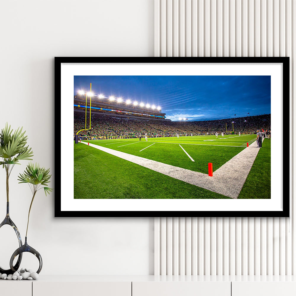 Notredame Stadium, Stadium Canvas, Sport Art, Gift for him, White Border Framed Art Print Wall Decor
