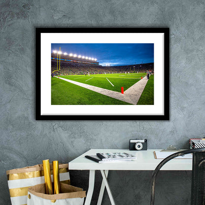 Notredame Stadium, Stadium Canvas, Sport Art, Gift for him, White Border Framed Art Print Wall Decor