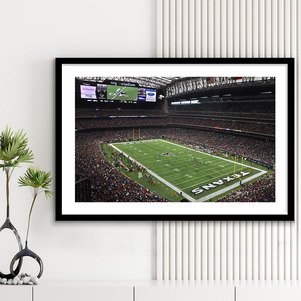 Nrg Stadium in Houston, Stadium Canvas, Sport Art, Gift for him, White Border Framed Art Print Wall Decor