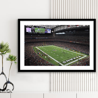 Nrg Stadium in Houston, Stadium Canvas, Sport Art, Gift for him, White Border Framed Art Print Wall Decor