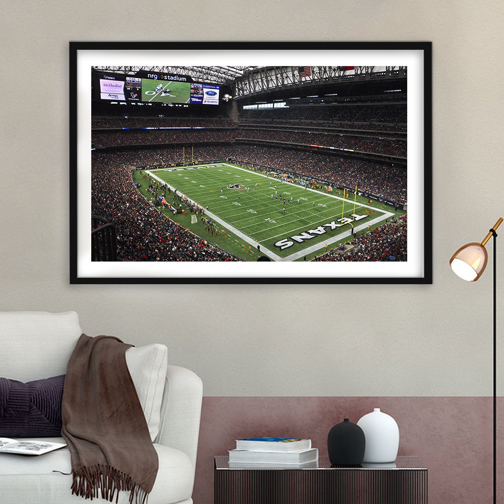 Nrg Stadium in Houston, Stadium Canvas, Sport Art, Gift for him, White Border Framed Art Print Wall Decor