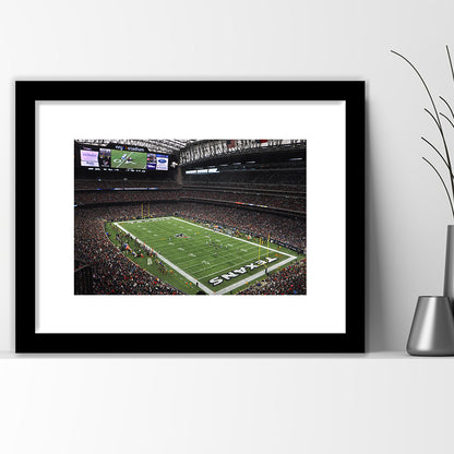 Nrg Stadium in Houston, Stadium Canvas, Sport Art, Gift for him, White Border Framed Art Print Wall Decor