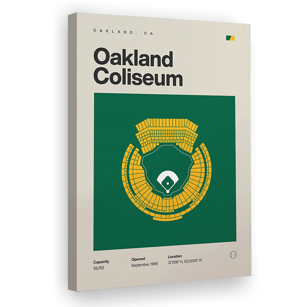 Oakland Athletics Stadium Print, Oakland Coliseum Stadium Print, Fan Gifts, Sport Art, Canvas Print Wall Art