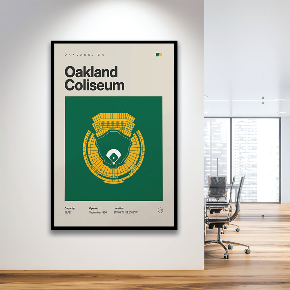 Oakland Athletics Stadium Print, Oakland Coliseum Stadium Print, Gifts for him, Sport Art, Framed Art Print Wall Decor