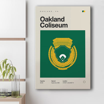 Oakland Athletics Stadium Print, Oakland Coliseum Stadium Print, Fan Gifts, Sport Art, Canvas Print Wall Art
