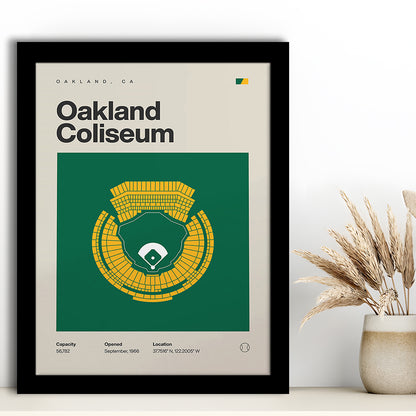 Oakland Athletics Stadium Print, Oakland Coliseum Stadium Print, Gifts for him, Sport Art, Framed Art Print Wall Decor