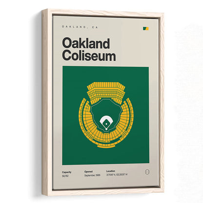 Oakland Athletics Stadium Print, Oakland Coliseum Stadium Print, Man Cave Gift, Floating Framed Canvas Print Wall Art