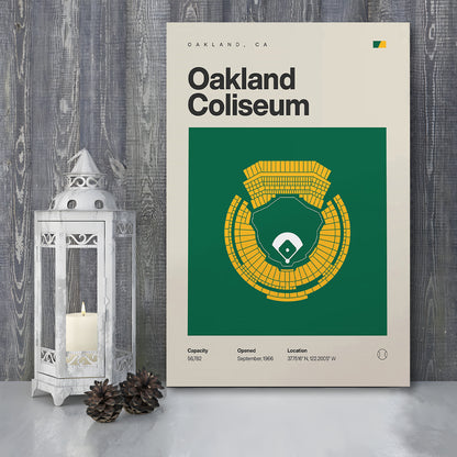 Oakland Athletics Stadium Print, Oakland Coliseum Stadium Print, Fan Gifts, Sport Art, Canvas Print Wall Art