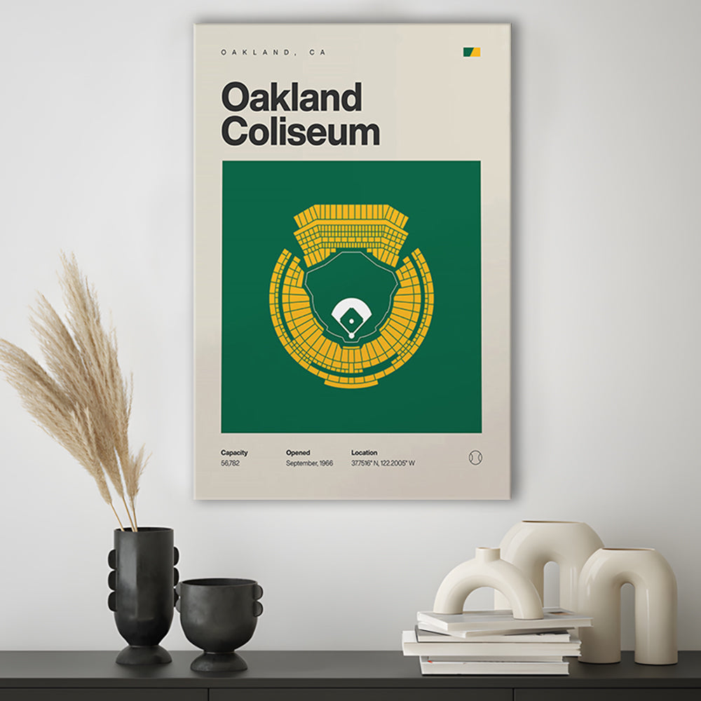 Oakland Athletics Stadium Print, Oakland Coliseum Stadium Print, Fan Gifts, Sport Art, Canvas Print Wall Art