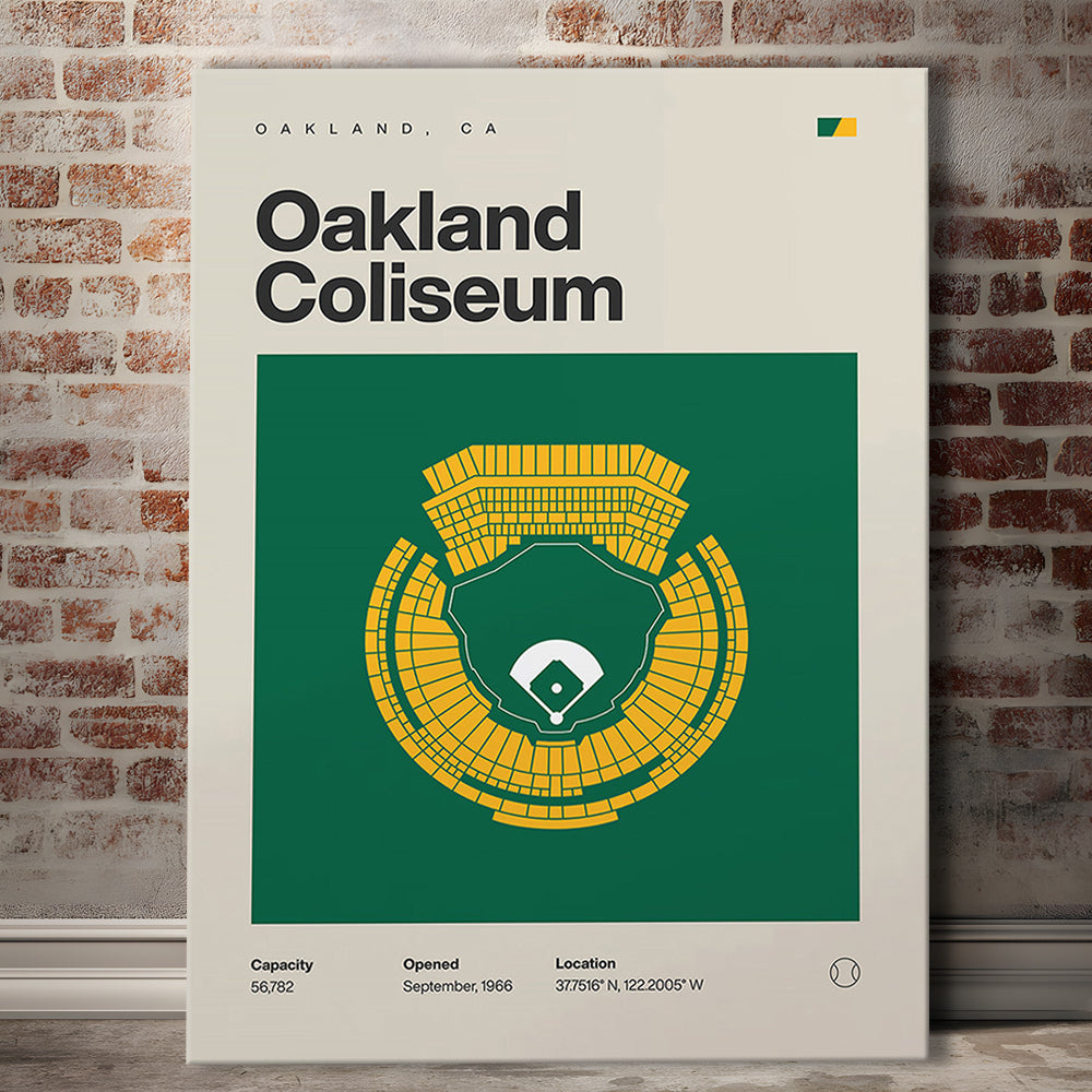 Oakland Athletics Stadium Print, Oakland Coliseum Stadium Print, Fan Gifts, Sport Art, Canvas Print Wall Art