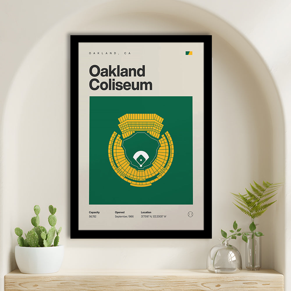 Oakland Athletics Stadium Print, Oakland Coliseum Stadium Print, Gifts for him, Sport Art, Framed Art Print Wall Decor