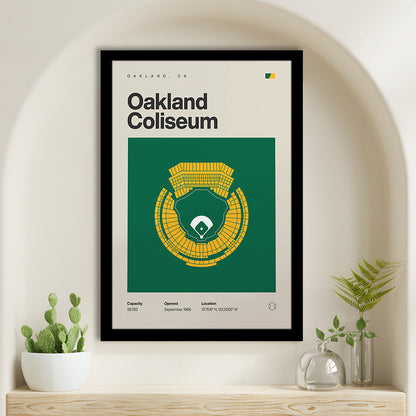 Oakland Athletics Stadium Print, Oakland Coliseum Stadium Print, Gifts for him, Sport Art, Framed Art Print Wall Decor