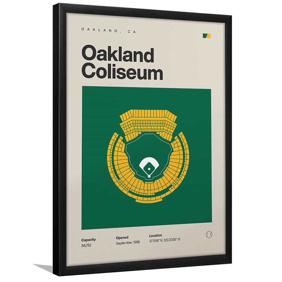 Oakland Athletics Stadium Print, Oakland Coliseum Stadium Print, Gifts for him, Sport Art, Framed Art Print Wall Decor