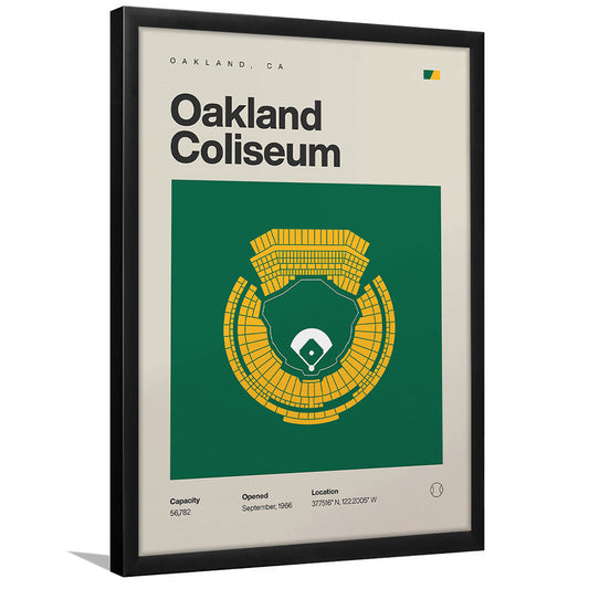 Oakland Athletics Stadium Print, Oakland Coliseum Stadium Print, Gifts for him, Sport Art, Framed Art Print Wall Decor