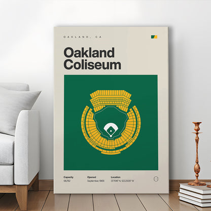 Oakland Athletics Stadium Print, Oakland Coliseum Stadium Print, Fan Gifts, Sport Art, Canvas Print Wall Art