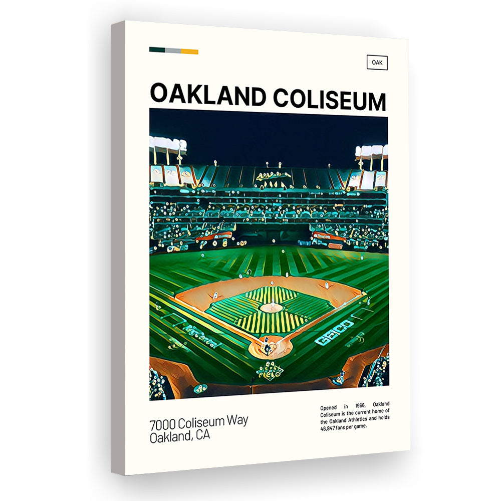 Oakland Coliseum Print, Oakland Athletics Stadium Canvas Art, Fan Gifts, Sport Art, Canvas Print Wall Art