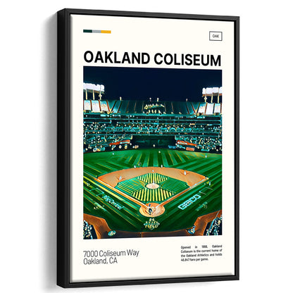 Oakland Coliseum Print, Oakland Athletics Stadium Canvas Art, Man Cave Gift, Floating Framed Canvas Print Wall Art