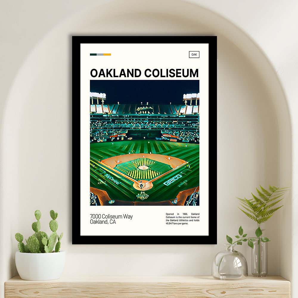 Oakland Coliseum Print, Oakland Athletics Stadium Art, Gifts for him, Sport Art, Framed Art Print Wall Decor
