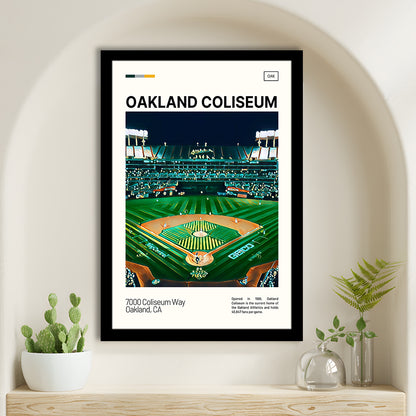 Oakland Coliseum Print, Oakland Athletics Stadium Art, Gifts for him, Sport Art, Framed Art Print Wall Decor