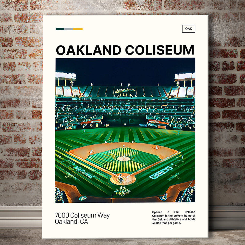 Oakland Coliseum Print, Oakland Athletics Stadium Canvas Art, Fan Gifts, Sport Art, Canvas Print Wall Art