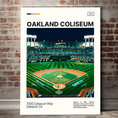 Oakland Coliseum Print, Oakland Athletics Stadium Canvas Art, Fan Gifts, Sport Art, Canvas Print Wall Art