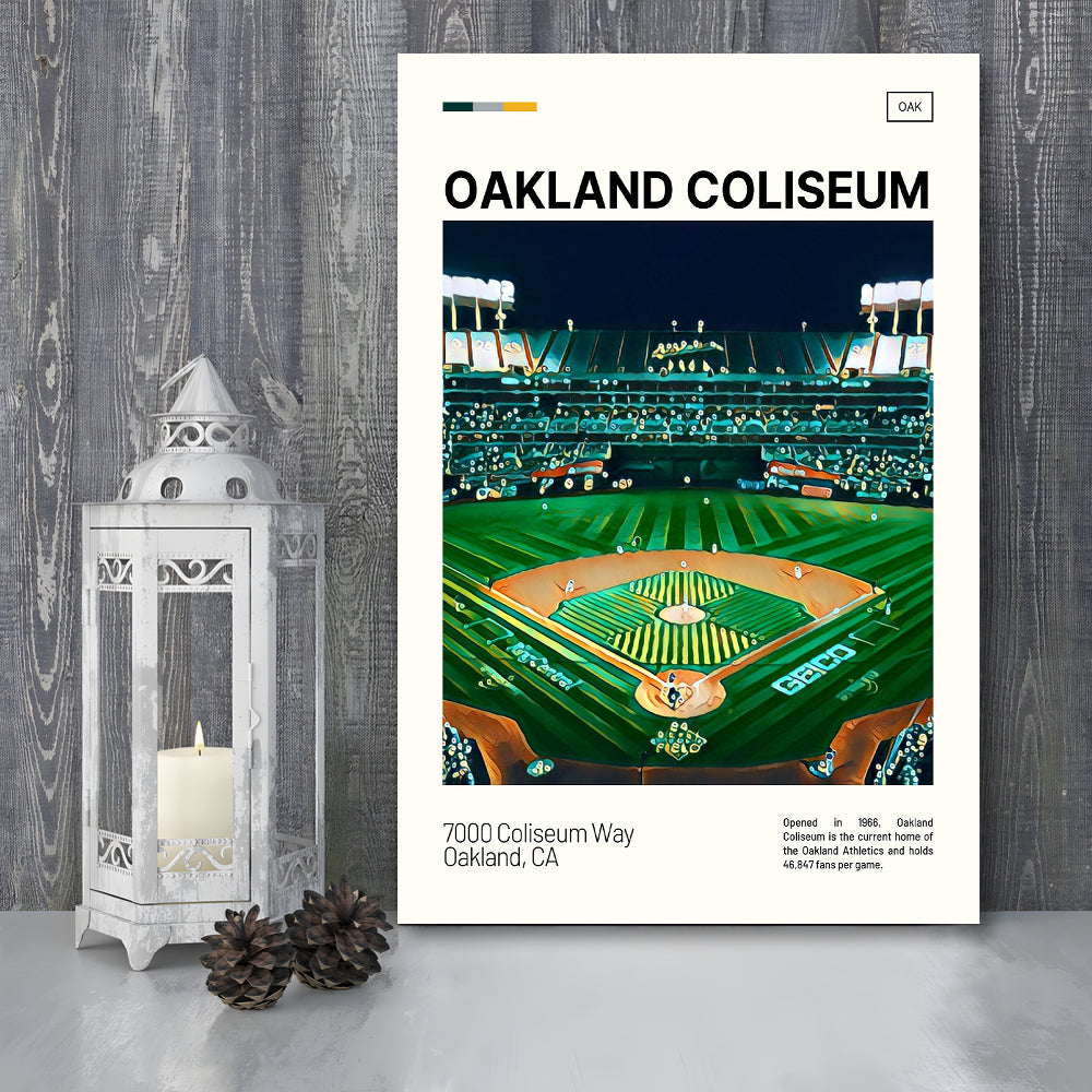 Oakland Coliseum Print, Oakland Athletics Stadium Canvas Art, Fan Gifts, Sport Art, Canvas Print Wall Art