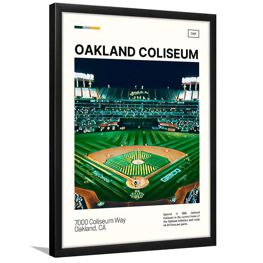 Oakland Coliseum Print, Oakland Athletics Stadium Art, Gifts for him, Sport Art, Framed Art Print Wall Decor