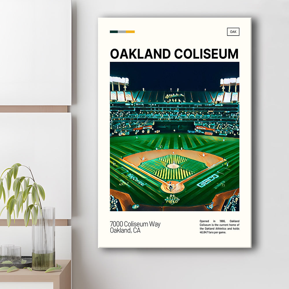 Oakland Coliseum Print, Oakland Athletics Stadium Canvas Art, Fan Gifts, Sport Art, Canvas Print Wall Art
