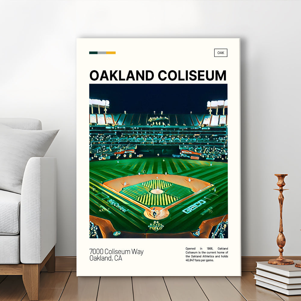 Oakland Coliseum Print, Oakland Athletics Stadium Canvas Art, Fan Gifts, Sport Art, Canvas Print Wall Art