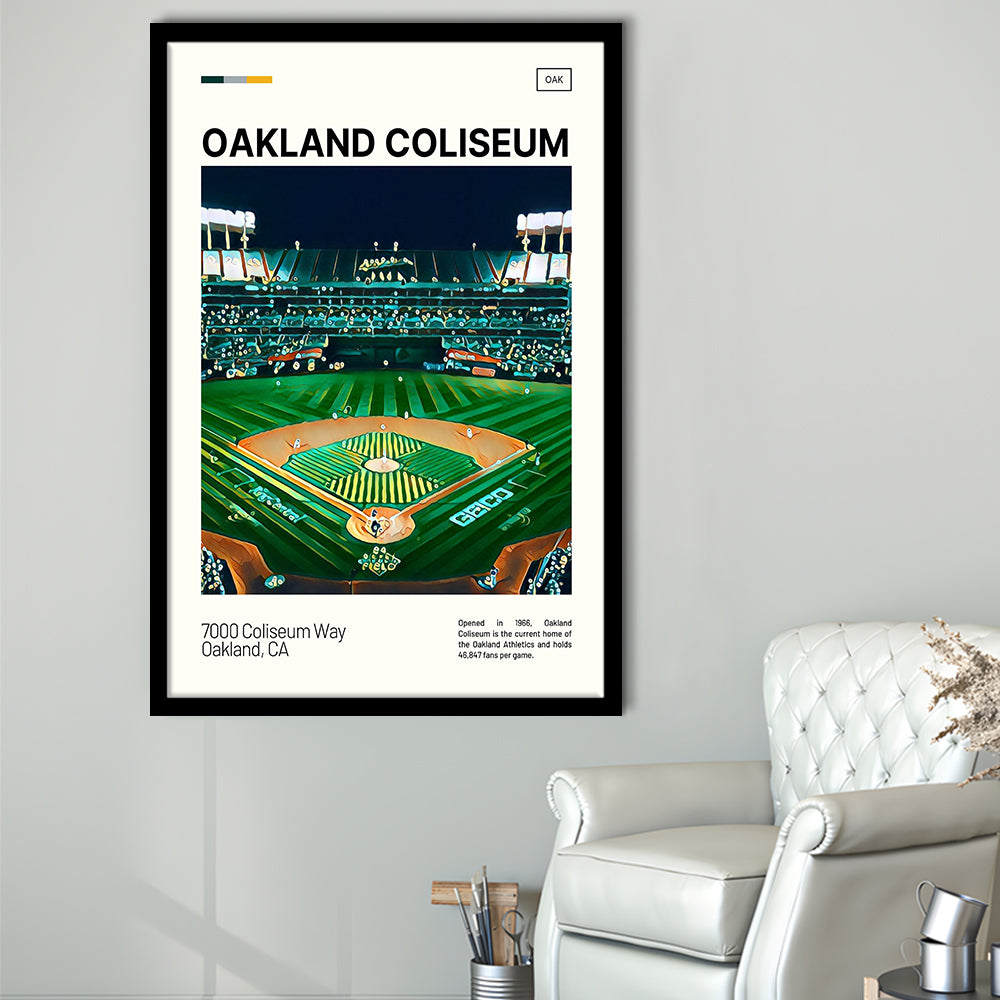 Oakland Coliseum Print, Oakland Athletics Stadium Art, Gifts for him, Sport Art, Framed Art Print Wall Decor