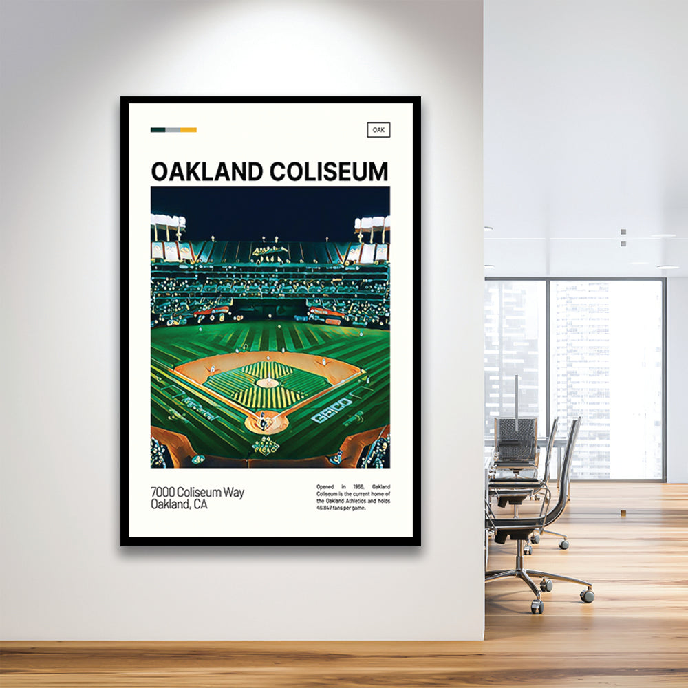 Oakland Coliseum Print, Oakland Athletics Stadium Art, Gifts for him, Sport Art, Framed Art Print Wall Decor
