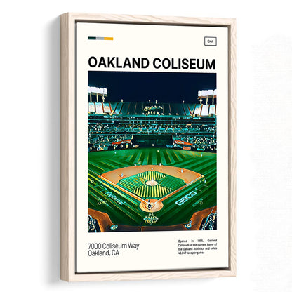 Oakland Coliseum Print, Oakland Athletics Stadium Canvas Art, Man Cave Gift, Floating Framed Canvas Print Wall Art