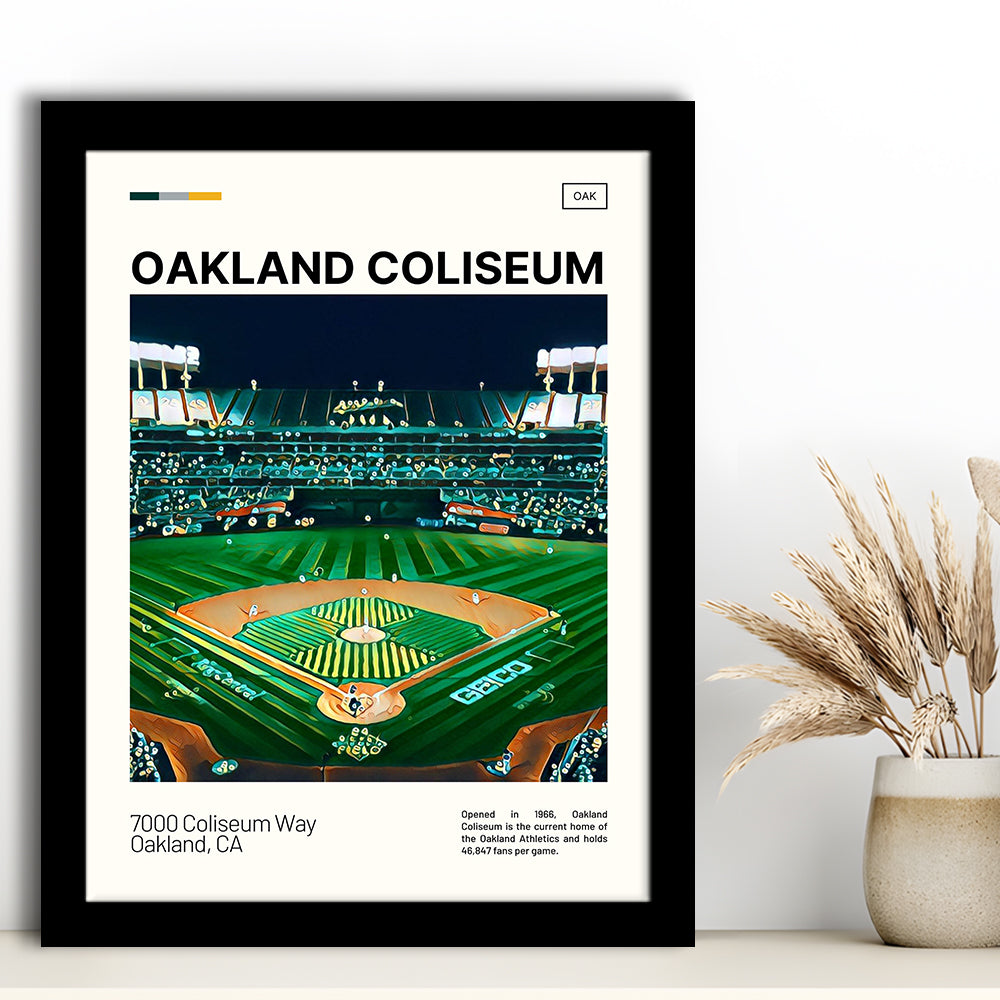 Oakland Coliseum Print, Oakland Athletics Stadium Art, Gifts for him, Sport Art, Framed Art Print Wall Decor