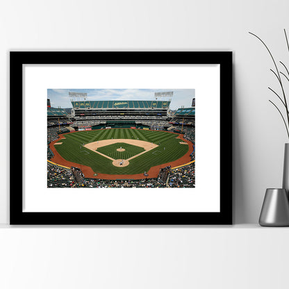 Oakland Coliseum, Stadium Canvas, Sport Art, Gift for him, White Border Framed Art Print Wall Decor