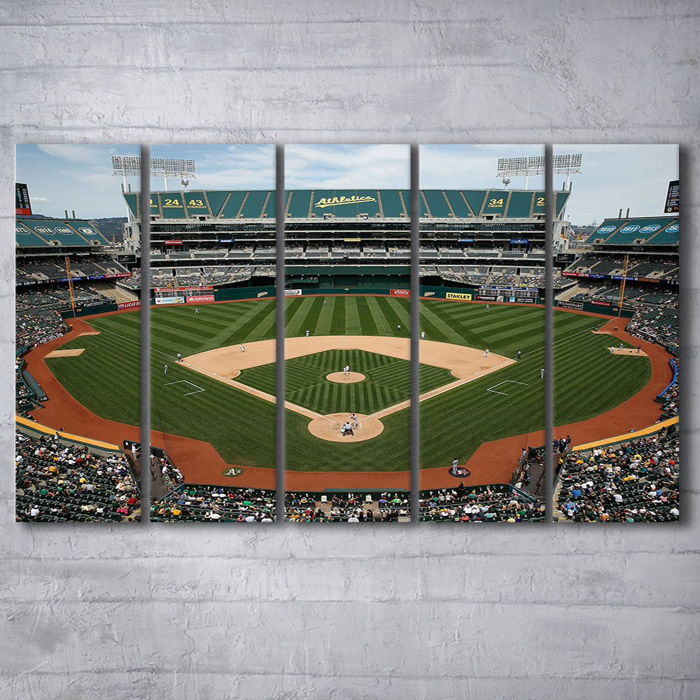 Oakland Coliseum, Stadium Canvas, Sport Art, 5 Panel B, Extra Large Canvas, Canvas Print Wall Art