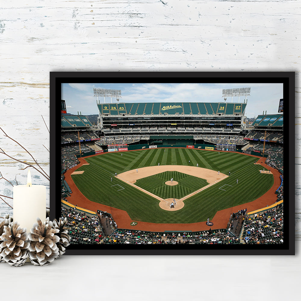 Oakland Coliseum, Stadium Canvas, Sport Art, Framed Canvas Print Wall Art, Floating Frame