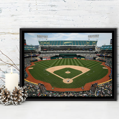 Oakland Coliseum, Stadium Canvas, Sport Art, Framed Canvas Print Wall Art, Floating Frame