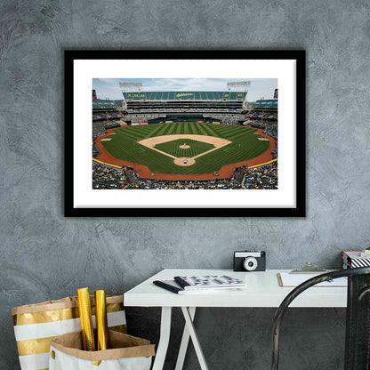 Oakland Coliseum, Stadium Canvas, Sport Art, Gift for him, White Border Framed Art Print Wall Decor