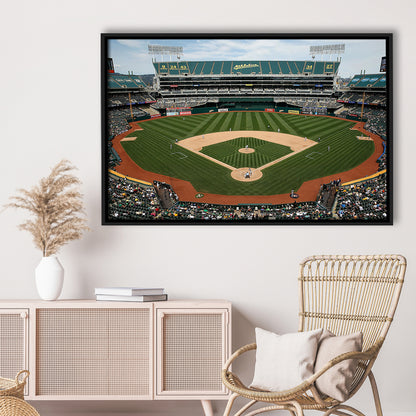 Oakland Coliseum, Stadium Canvas, Sport Art, Framed Canvas Print Wall Art, Floating Frame