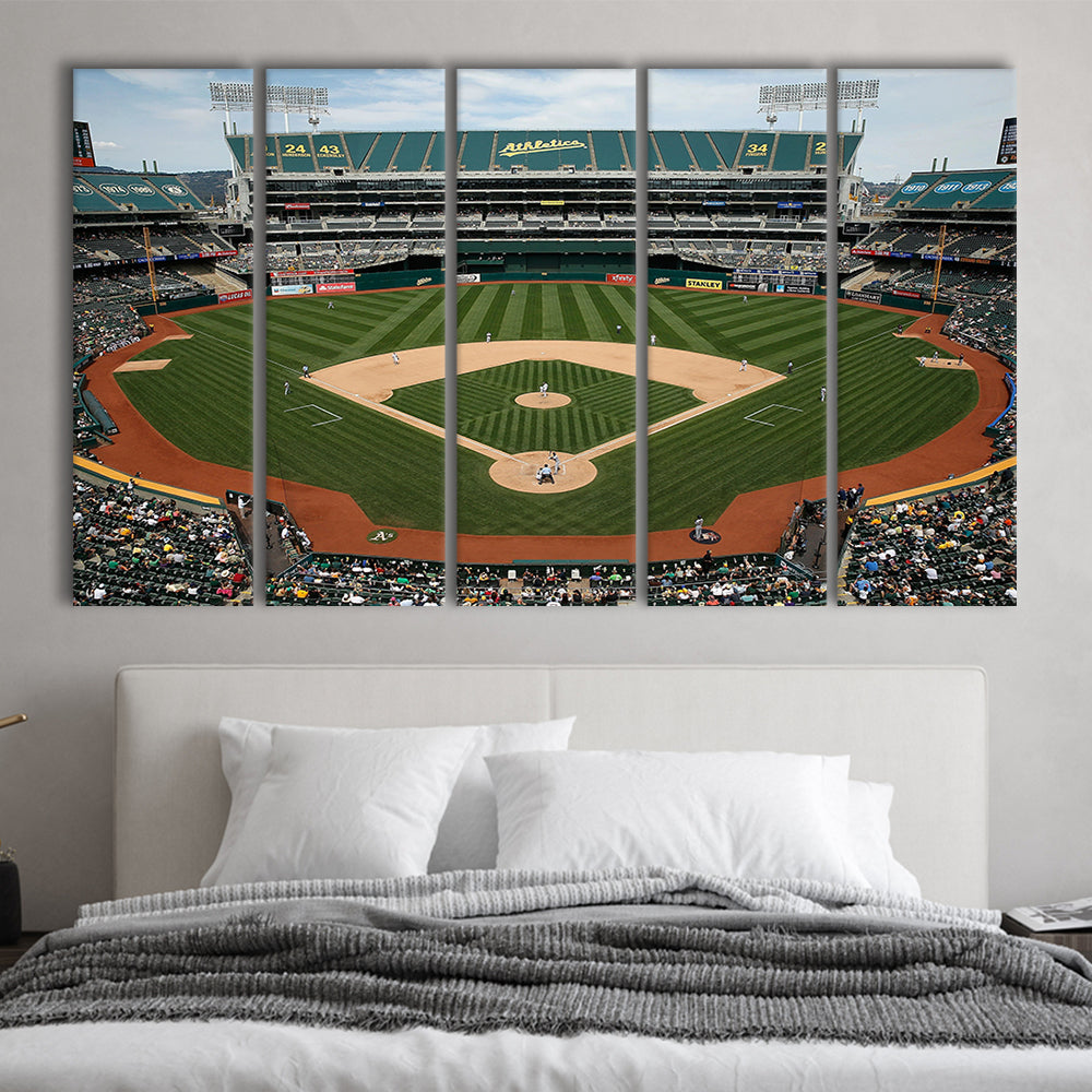 Oakland Coliseum, Stadium Canvas, Sport Art, 5 Panel B, Extra Large Canvas, Canvas Print Wall Art