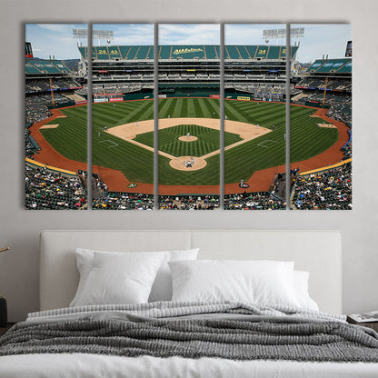 Oakland Coliseum, Stadium Canvas, Sport Art, 5 Panel B, Extra Large Canvas, Canvas Print Wall Art