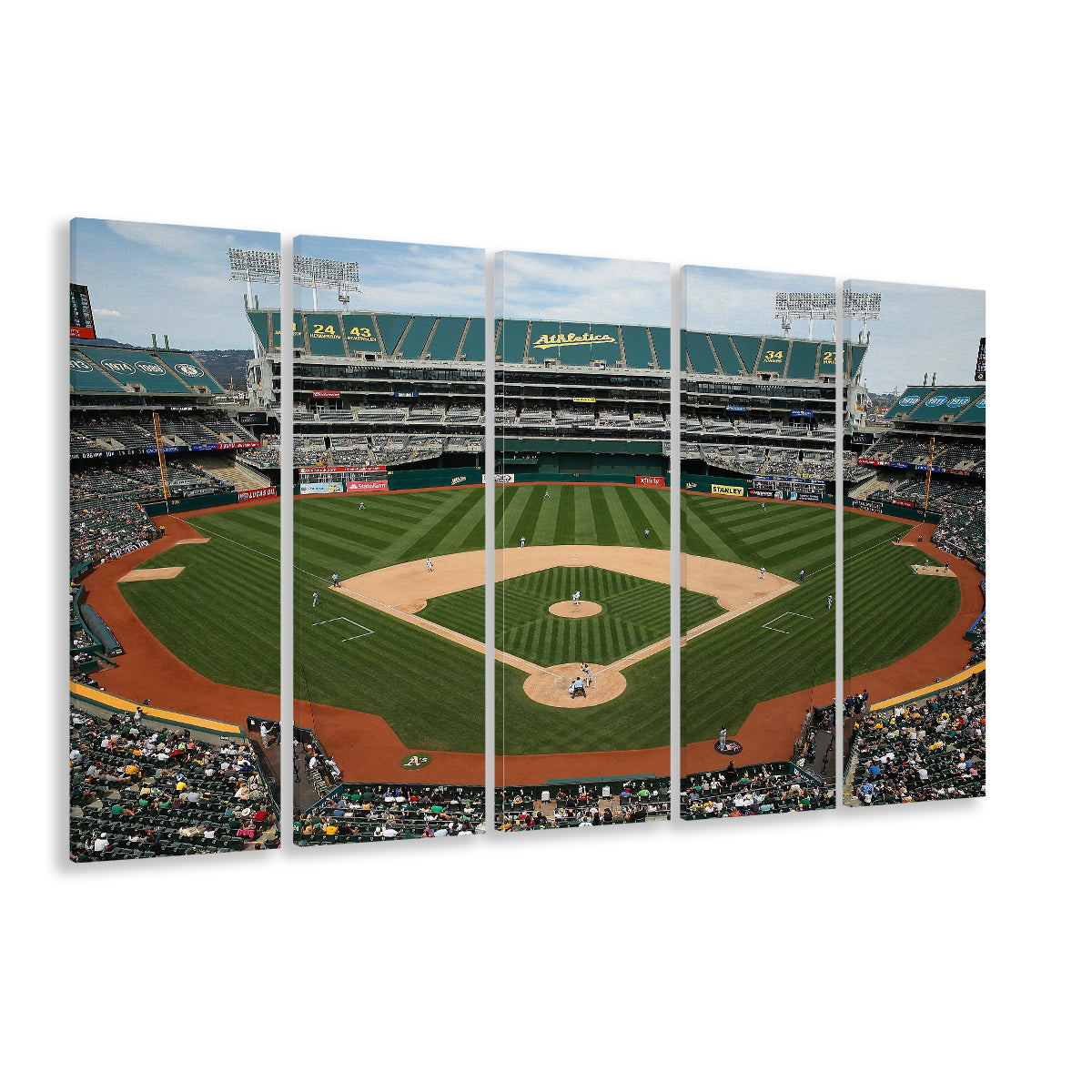 Oakland Coliseum, Stadium Canvas, Sport Art, 5 Panel B, Extra Large Canvas, Canvas Print Wall Art