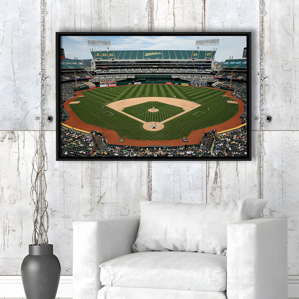 Oakland Coliseum, Stadium Canvas, Sport Art, Framed Canvas Print Wall Art, Floating Frame