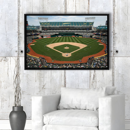 Oakland Coliseum, Stadium Canvas, Sport Art, Framed Canvas Print Wall Art, Floating Frame