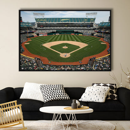 Oakland Coliseum, Stadium Canvas, Sport Art, Framed Canvas Print Wall Art, Floating Frame