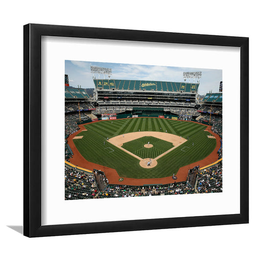 Oakland Coliseum, Stadium Canvas, Sport Art, Gift for him, White Border Framed Art Print Wall Decor