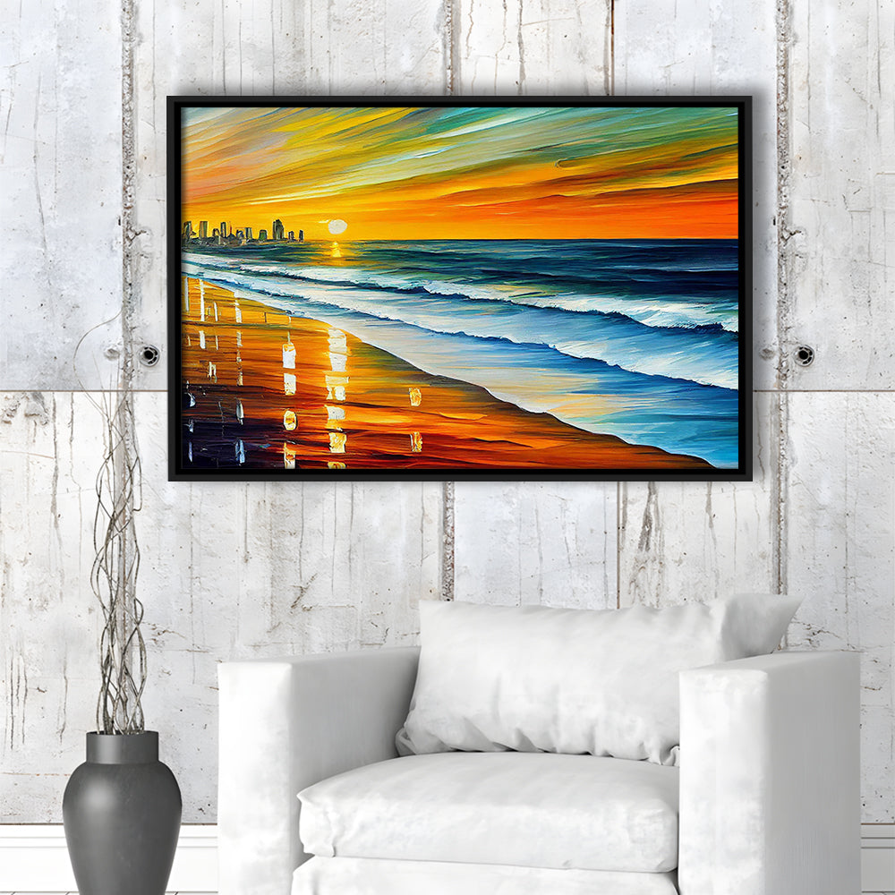 Oceanside California Skyline, Oceanside City Painting Wall Art, Sport Gift Art, Framed Canvas Print Wall Art