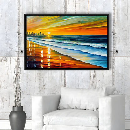 Oceanside California Skyline, Oceanside City Painting Wall Art, Sport Gift Art, Framed Canvas Print Wall Art